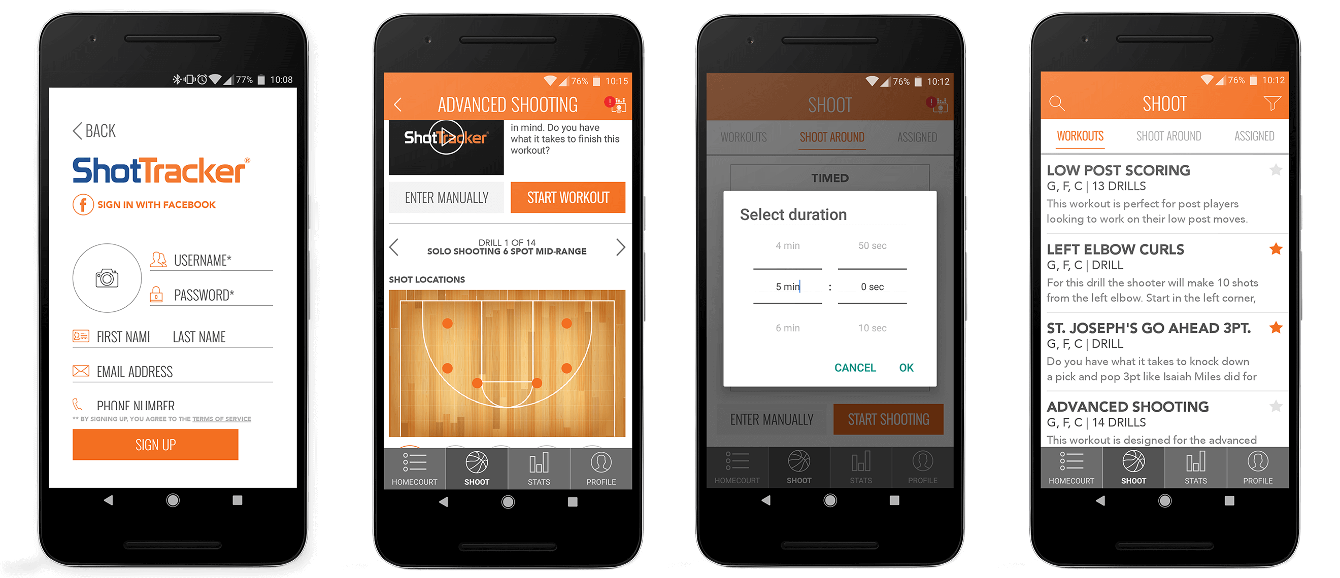Examples of UI for workout app on Android smartphone Examples of UI for workout app on Android smartphone