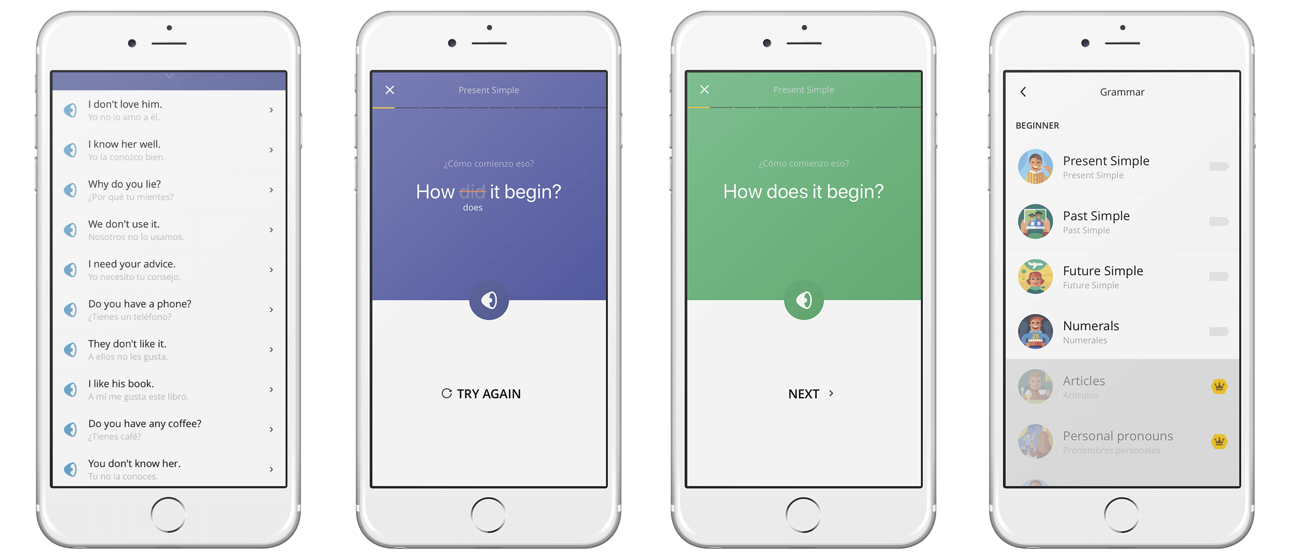 E-lerning app UI on iPhone screen E-lerning app UI on iPhone screen
