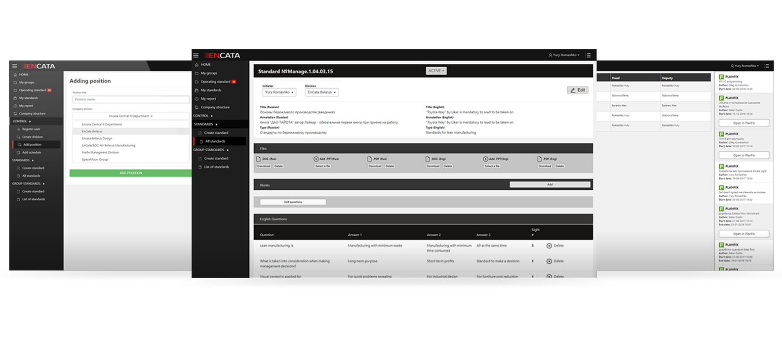 encata-desktop-mockup-group-2 Several interfaces with the business process automation services