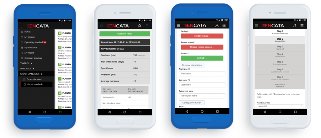 Several mobile UIs with the business process automation app