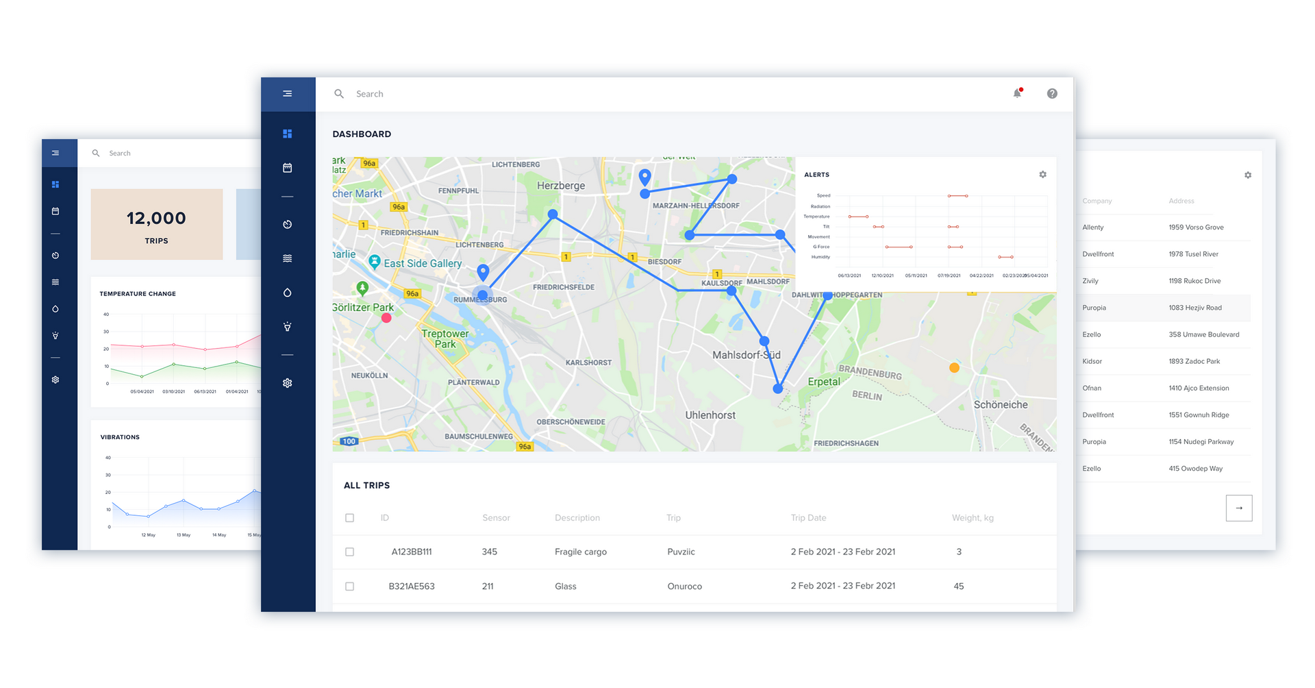 Delivery management software UI