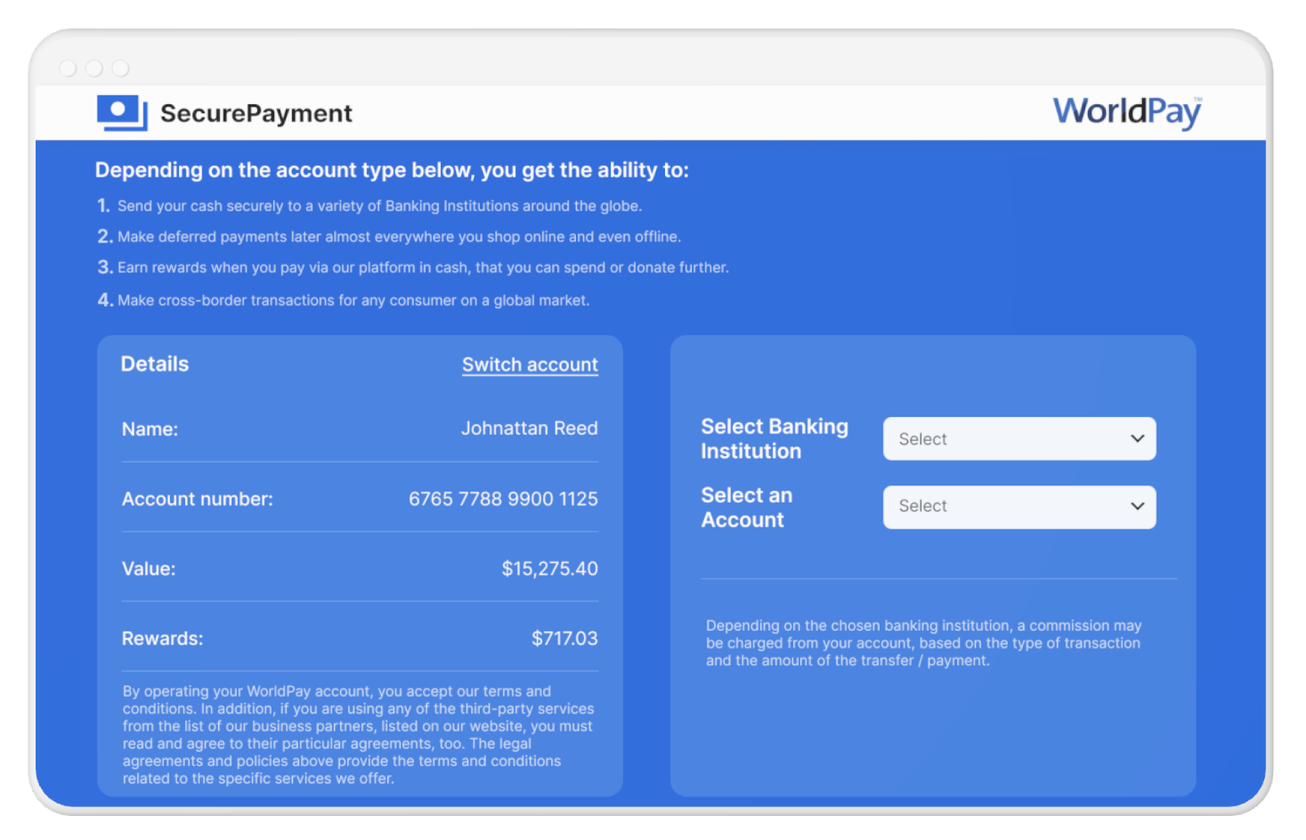 Electronic payment system screenshot