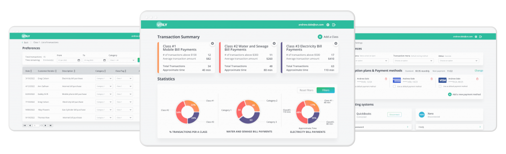 Utility Bill Processing app screenshots in browser